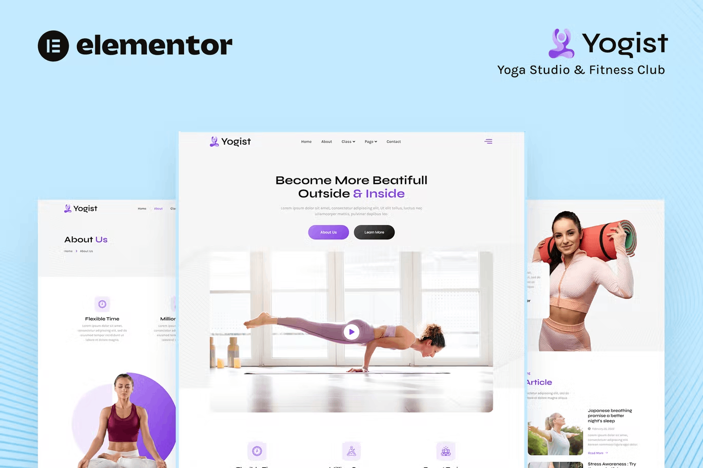 Yoga Studio & Fitness Club Elementor Template