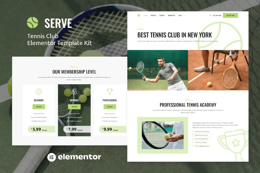 Tennis Club Elementor Template