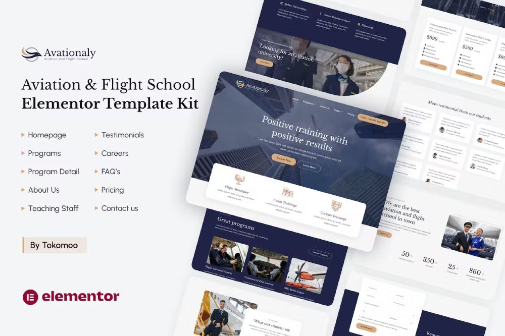 Aviation & Flight School Elementor Template