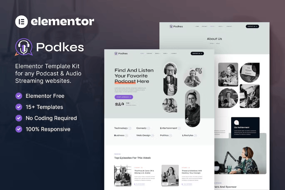 Podcast & Audio Streaming Elementor Template
