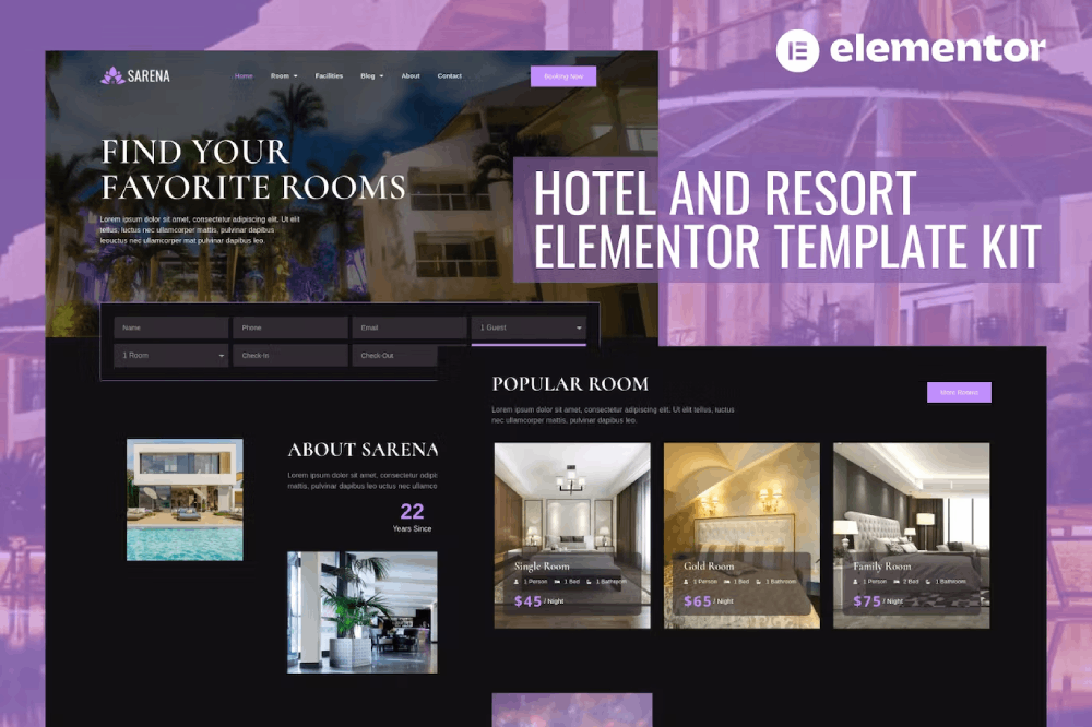 Hotel & Resort Elementor Template