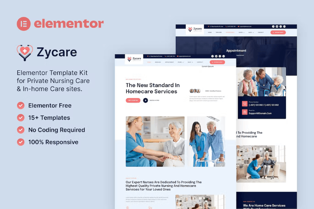 In-home Care & Private Nursing Agency Elementor Template