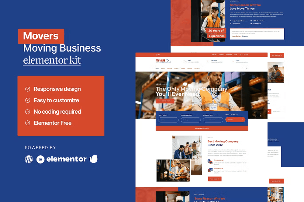 Moving Company Website Elementor Template